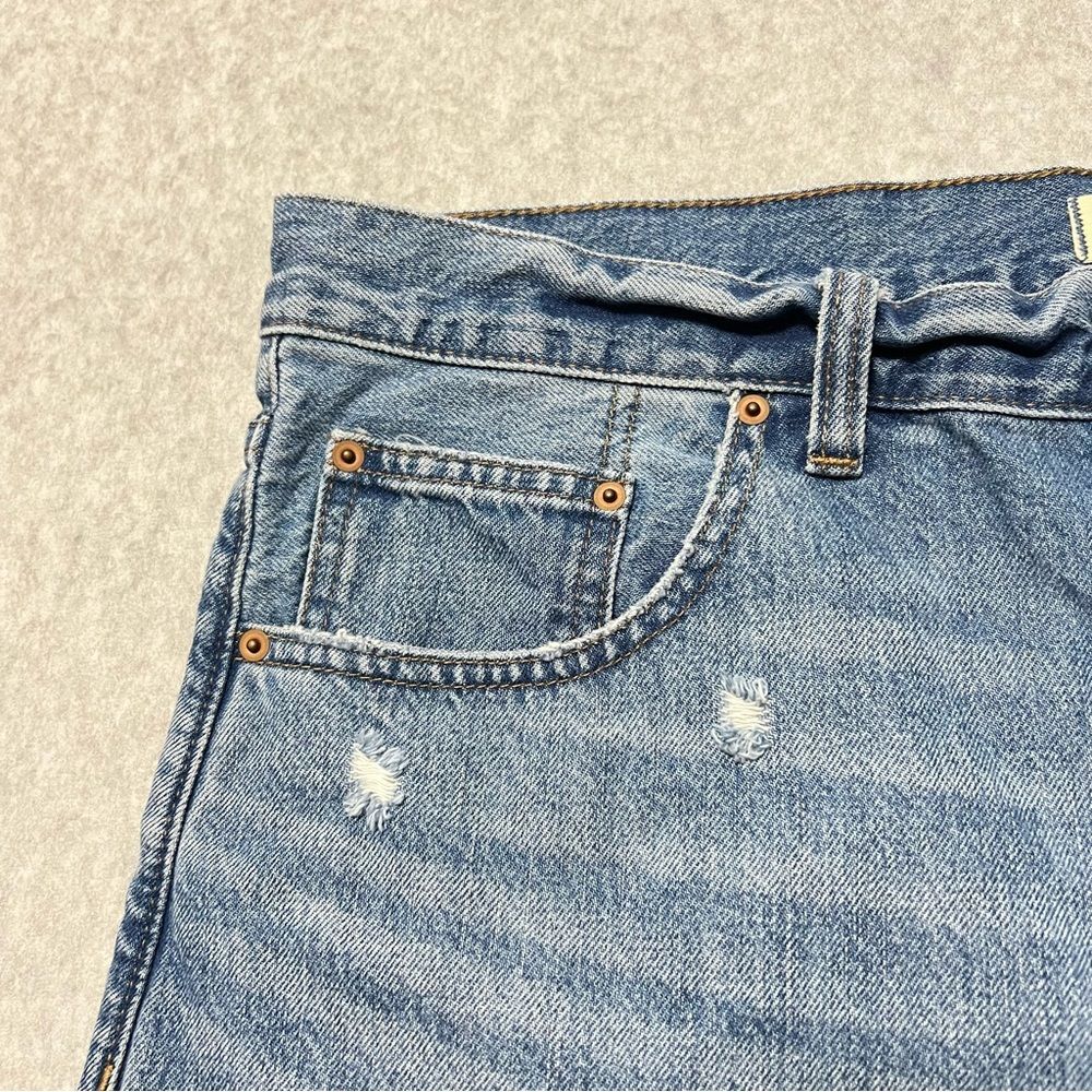 Madewell Essex Long Baggy Jean Shorts Size 31 Distressed Raw Hem Relaxed Fit - Picture 6 of 11